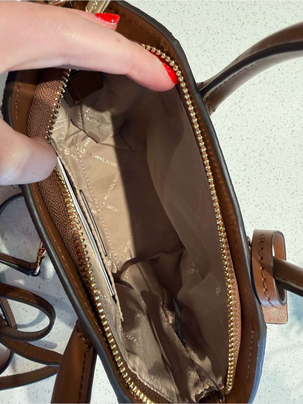 MICHAEL KORS Chestnut Brown Leather Top-Handle Satchel - Picture 7 of 9